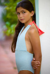 Plage Maillot  Rayas azul y blanco